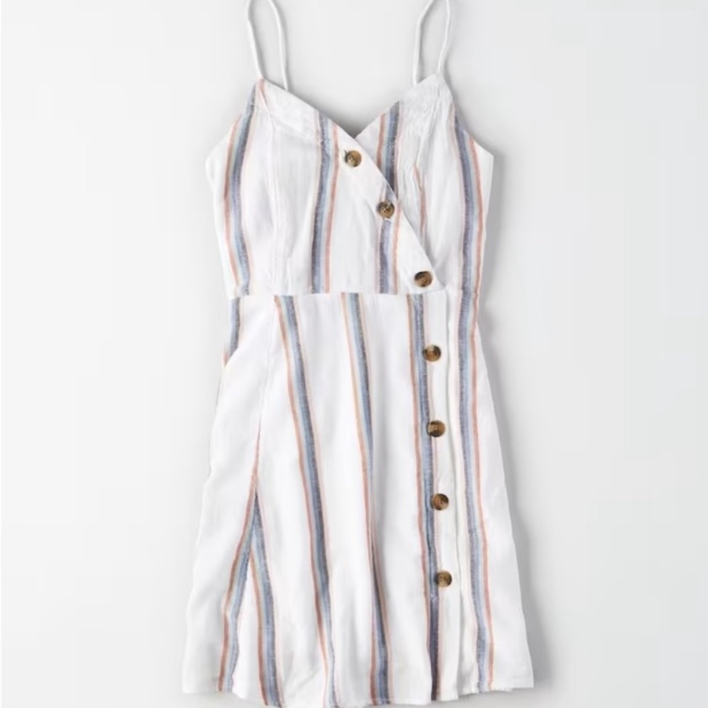 American Eagle Women’s White Asymmetric Button Front Dress NWOT